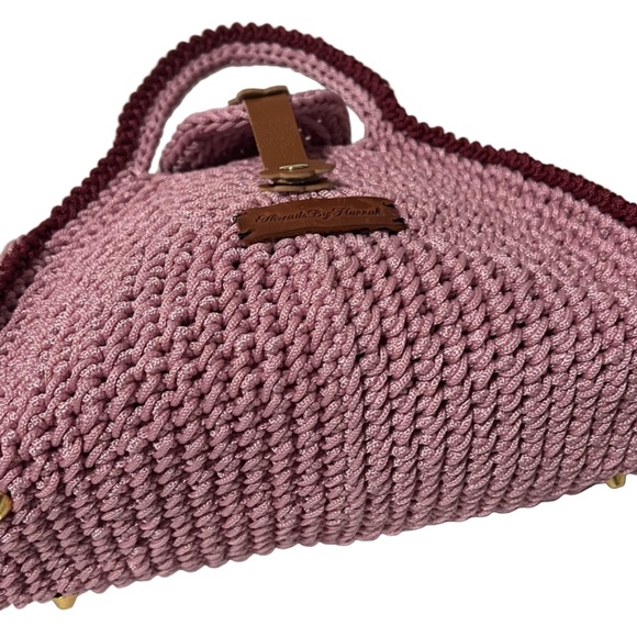 Handmade Pink Half Moon Clutch Handbag - Picture 5 of 5